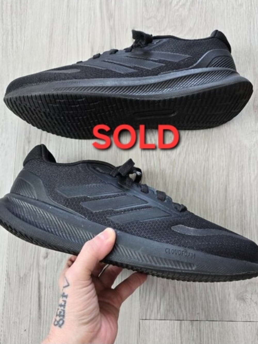 Adidas | RunFalcon 5 black monochrome sporty running sneakers | MENS 11